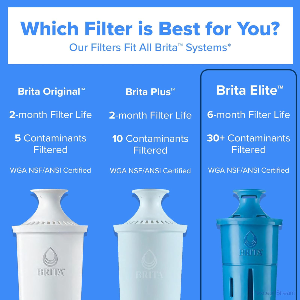 Brita Everyday Elite Jarra de Filtro de Agua | 10 tazas, negro, incluye 1 filtro, 99% plomo