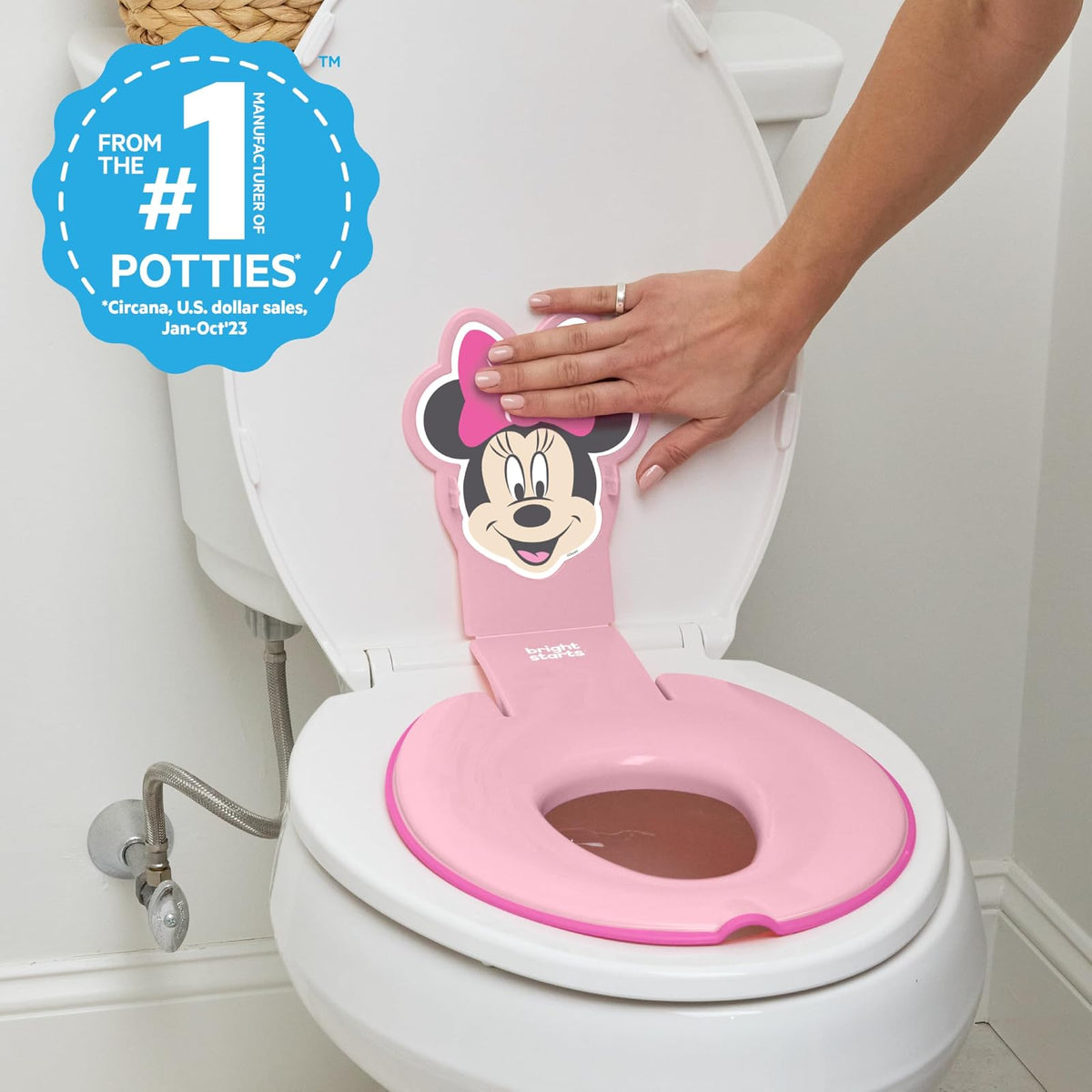Bright Starts Asiento de Baño-Inodoro de Minnie Mouse para Bebé, Rosa, a partir de 18 meses