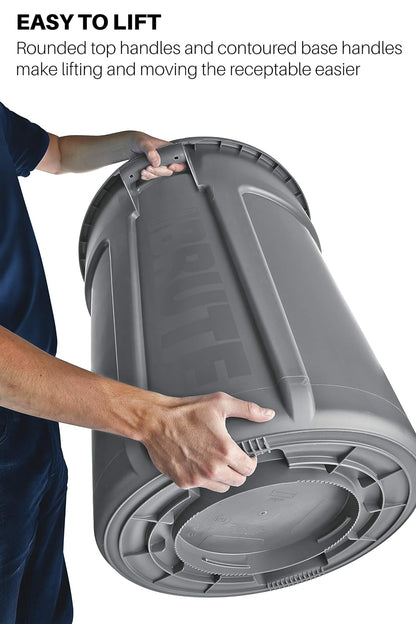 Rubbermaid Commercial Products - Cubo de basura/basura/basurero resistente FG261000GRAY BRUTE, paquete de 6