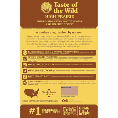 Taste Of The Wild High Prairie Alimento para Perro | Bisonte y venado asados, todas las etapas de vida, sin granos, probióticos específicos para la salud digestiva