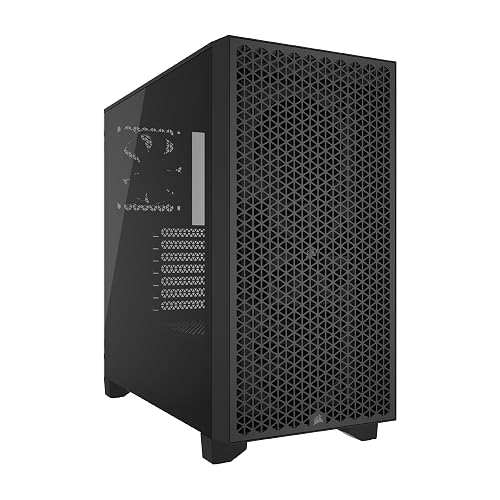 Corsair 3000D Airflow Chasis para PC semitorre – Ventiladores de 3 Clavijas – Compatibilidad con GPU de Cuatro Ranuras – Admite hasta 8 Ventiladores de 120 mm – Diseño de Gran Caudal de Aire - Negro