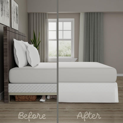 Today’s Home Contemporary Tailored Bed Skirt, Microfiber, 14" Drop Length, Queen, White