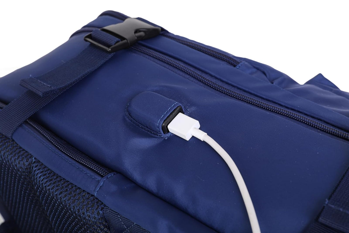 Nautica - Mochila de Viaje 10 kg, Mochila para Laptop 17", Unisex Cómoda y Resistente con Puerto de Carga, Sección Impermeable y para Zapatos, Antirrobo.