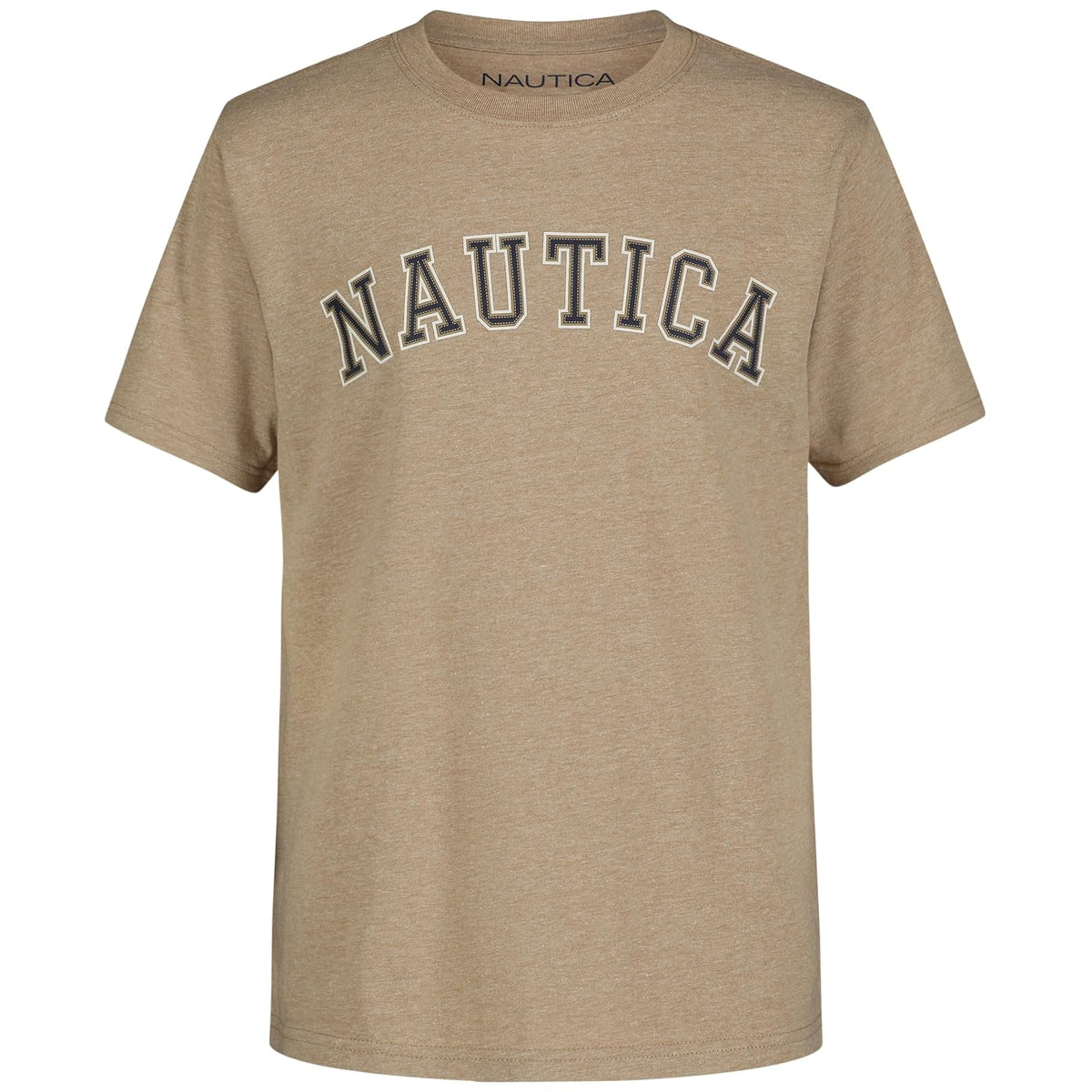 Nautica Playera de Manga Corta con Cuello Redondo para Niño - Varsity Arch Kelp Heather - 14-16