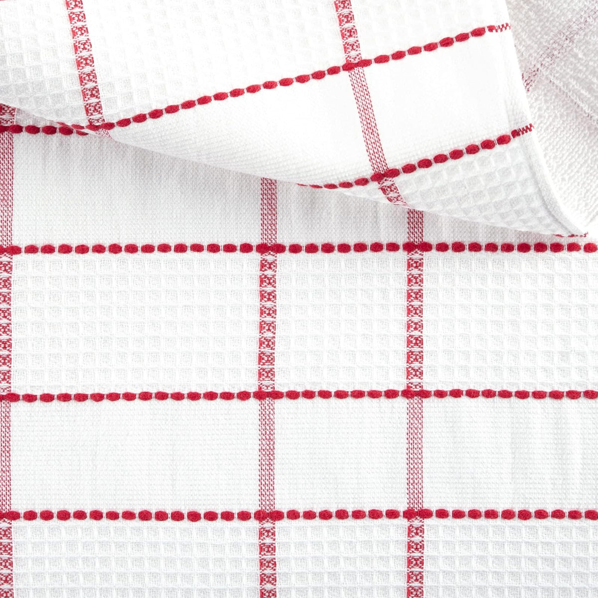MARTHA STEWART Modern Waffle - Juego de 6 Toallas de Cocina, Color Rojo, 16 x 28 Pulgadas