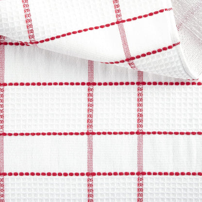 MARTHA STEWART Modern Waffle - Juego de 6 Toallas de Cocina, Color Rojo, 16 x 28 Pulgadas