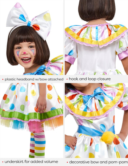 Rubie's - Vestido y pantalones para disfraz de payaso infantil para niña, talla 4T
