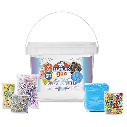 Elmer's GUE Premade incluye 5 juegos de complementos de limo, cubeta de 3 libras, vidrio transparente