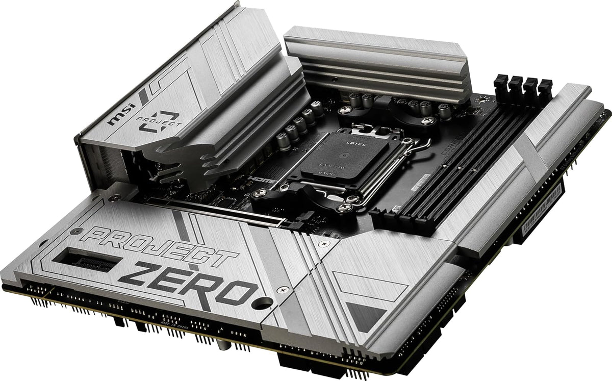 MSI B650M Project Zero - Placa Base para Juegos (procesadores AMD Ryzen Serie 9000/8000/7000, AM5, DDR5, PCIe 4.0, Ranuras M.2, SATA 6Gb/s, USB 3.2 Gen 2, HDMI/DP, Wi-Fi 6E, Bluetooth 5.3