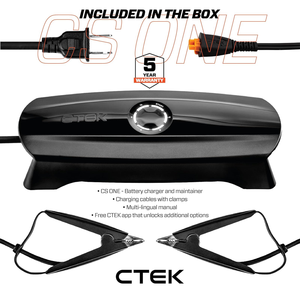 CTEK CS One, Cargador de batería portátil de 12 V, Cargador 4 en 1 con Banco de energía de Alta tecnología, para Automóvil, teléfono, computadora, mantenedor de batería Inteligente, Alternativa de