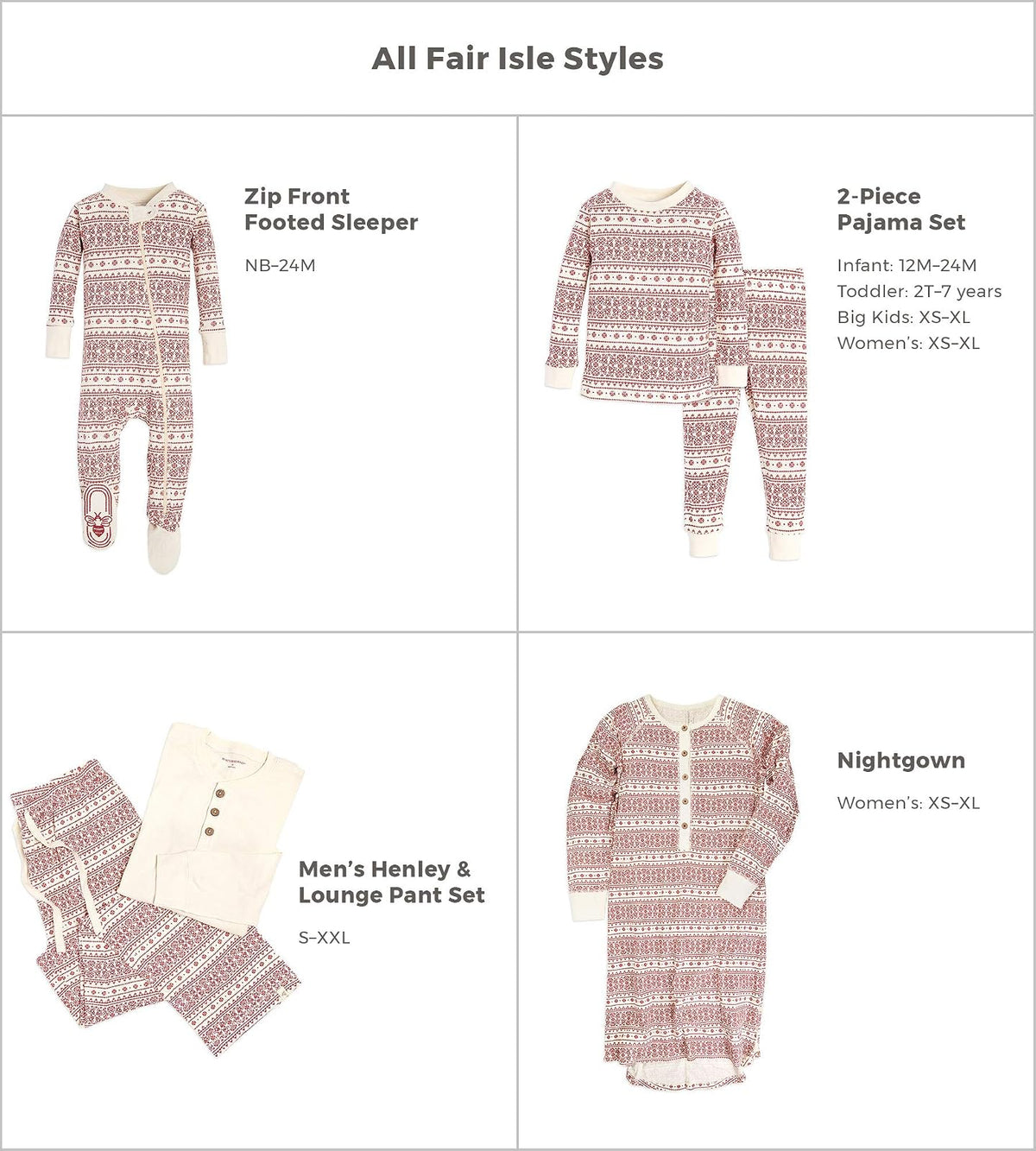 Burt's Bees Baby Big Kids Fair Isle tee & Pant Set PlayeraUnisex Adulto