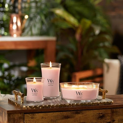 Woodwick - Vela perfumada de reloj de arena mediano con Pluswick Innovation, vainilla y sal marina