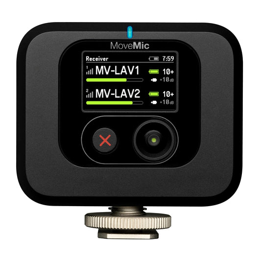 Shure MV-R - Receptor portátil para cámaras y Dispositivos móviles | Receptor digital con USB-C y conectores de 3,5 mm para cámaras, computadoras y aplicaciones móviles