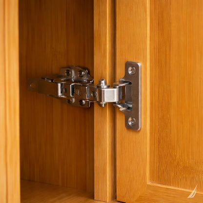 Nautica Home Mueble Organizador de Baño con Estantes y Gabinete, Torre de Almacenamiento de Bambú para Baño, Estantería Alta Compacta con Puertas para Espacios Reducidos