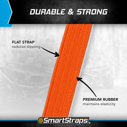SMARTSTRAPS - 215 cuerdas elásticas SmartStraps (paquete de 10 unidades) – Equipaje seguro, enfriadores y otras cargas de luz para el transporte – Cables elásticos de correa plana que distribuyen la carga para reducir el deslizamiento