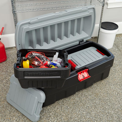 Rubbermaid ActionPacker 48 galones con contenedores de 8 galones anidados, contenedores de almacenamiento bloqueables, industriales, resistentes con tapas