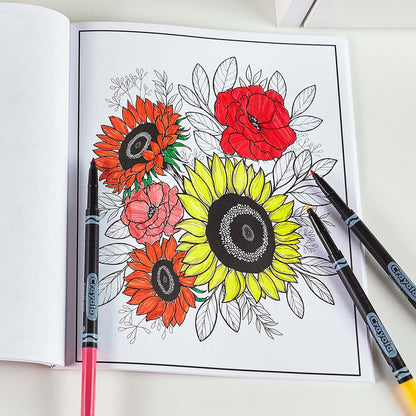 Crayola - Libro para Colorear Floral para Adultos (40 Unidades), Páginas para Colorear, Actividad de Alivio del Estrés, Regalo de Atención Plena para Adolescentes y Adultos, 9 Años en Adelante
