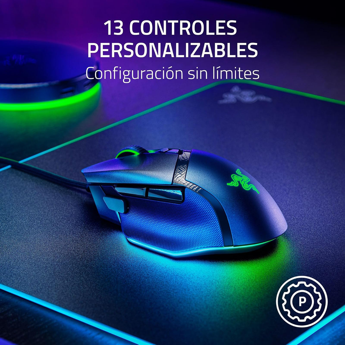 Razer Basilisk V3 35K Ratón ergonómico con Cable para Juegos: Rueda de inclinación HyperScroll - Sensor óptico de 35K dpi Gen 2-13 Controles Personalizables - RGB - interruptores ópticos Gen 3
