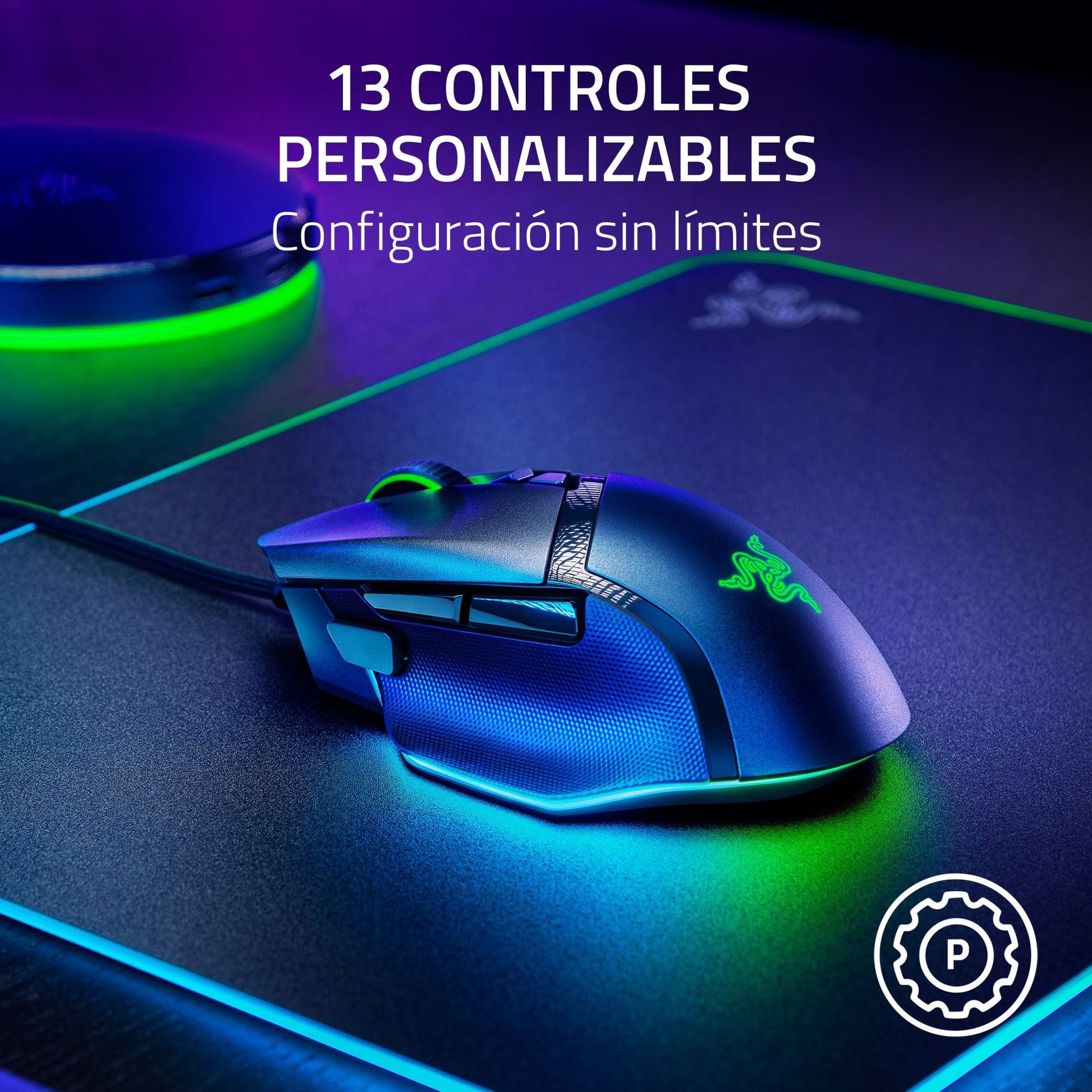 Razer Basilisk V3 35K Ratón ergonómico con Cable para Juegos: Rueda de inclinación HyperScroll - Sensor óptico de 35K dpi Gen 2-13 Controles Personalizables - RGB - interruptores ópticos Gen 3