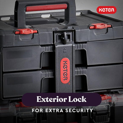 Keter Stack-n-Roll - Caja de herramientas de dos cajones para piezas pequeñas y accesorios de herramientas eléctricas, se adapta al sistema modular de almacenamiento de herramientas Keter