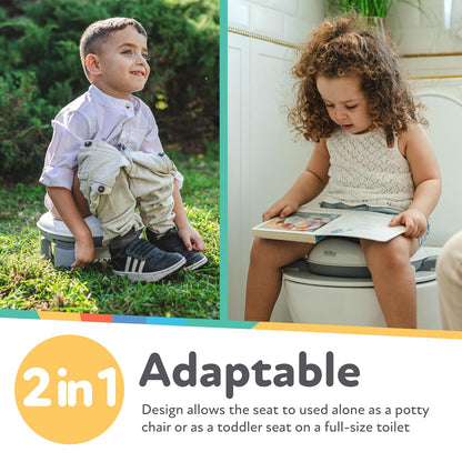 Nuby On-The-Go Asiento Portátil para Orinal - Asiento de Inodoro de Viaje para Niños y Niñas de 18+ Meses - Incluye Bolsa de Almacenamiento y Forros Desechables para Orinal - Esenciales de Viaje para