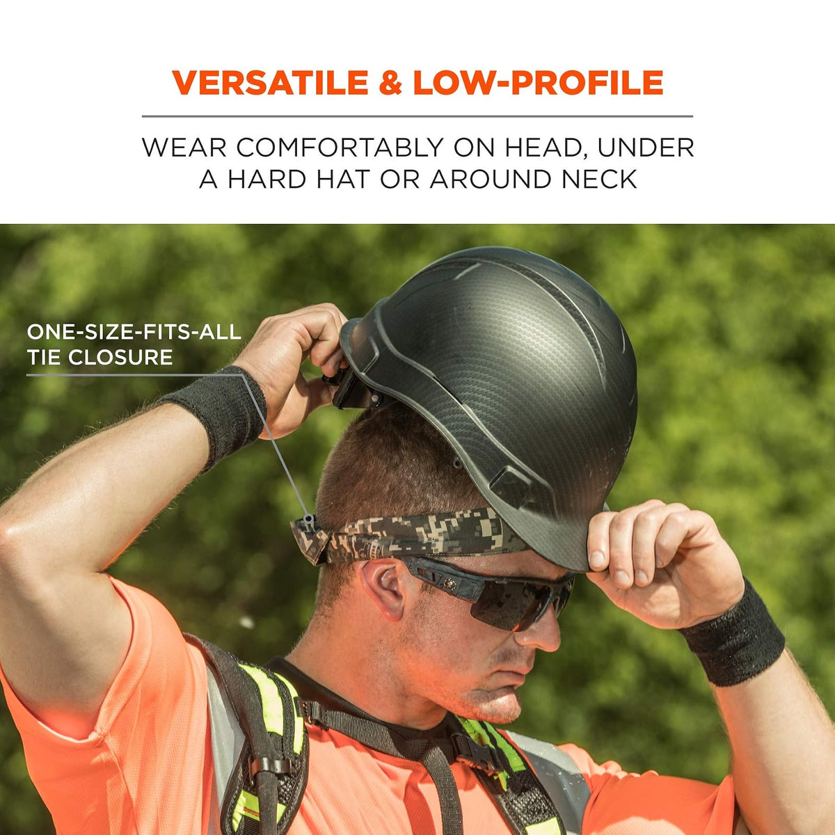 Ergodyne Chill Its 6700 - Bandana de enfriamiento, cristales de polímero evaporativo para alivio de enfriamiento, corbata para ajuste ajustable, paquete de 6, color negro
