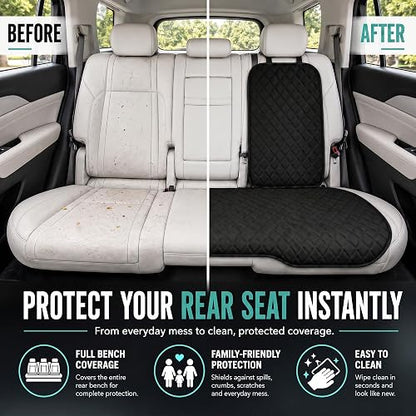 FH Group FH1026BLACK-AVC Cojines de Asiento Trasero Neosupreme con Respaldo Antideslizante Ajuste Universal, Negro