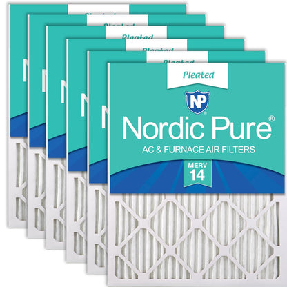 Nordic Pure 20x25x1M12-2 MERV 12 AC Furnace Filter Pleated Qty 2, 20x25x1, 2 Piece - Paquete de 6 - 20x20x1M14-6