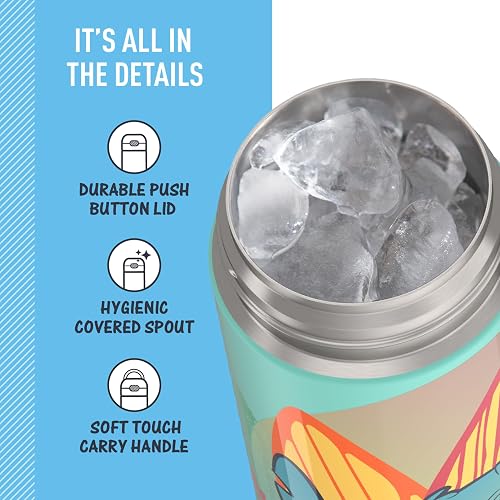 THERMOS FUNTAINER Botella aislada al aspiradora de acero inoxidable de 16 onzas con tapa ancha de boquilla, puntada