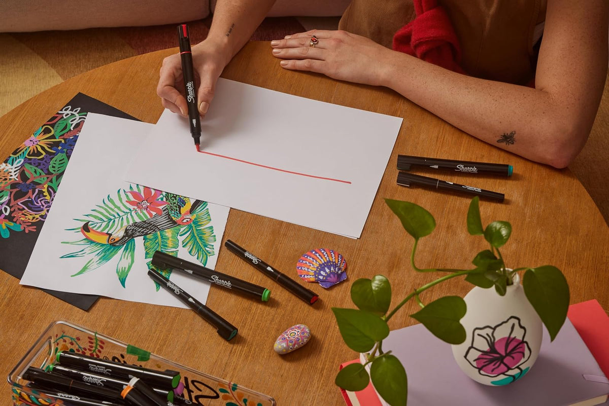 Sharpie Marcadores Creativos, Marcadores Acrílicos a Base de Agua, Punta Pincel, Colores Surtidos, 5 Piezas