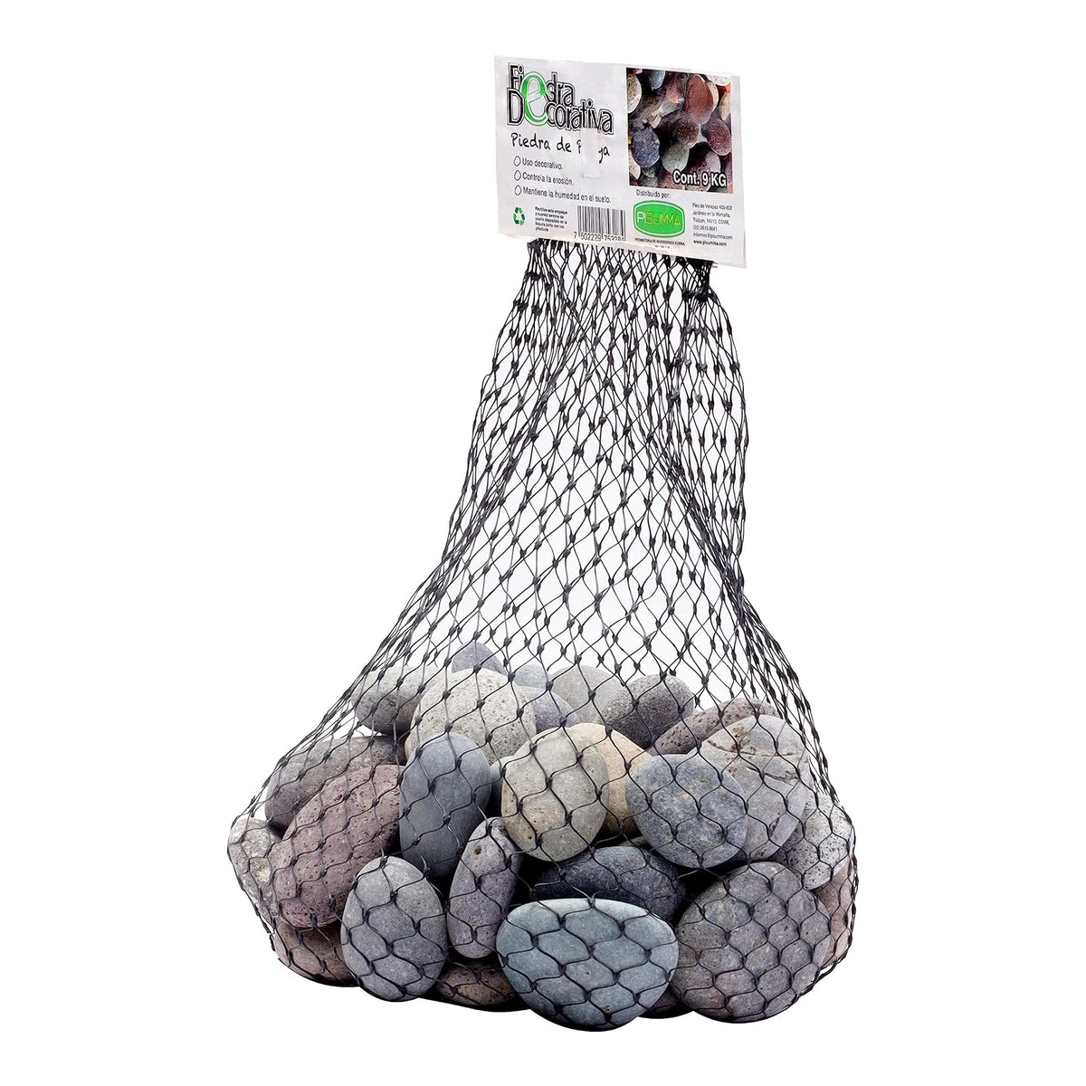 PISUMMA Piedra de Playa Gris 1" a 2" - Presentación 7 kg - Piedra Decorativa Natural para Jardín, Macetas, Peceras y Paisajismo
