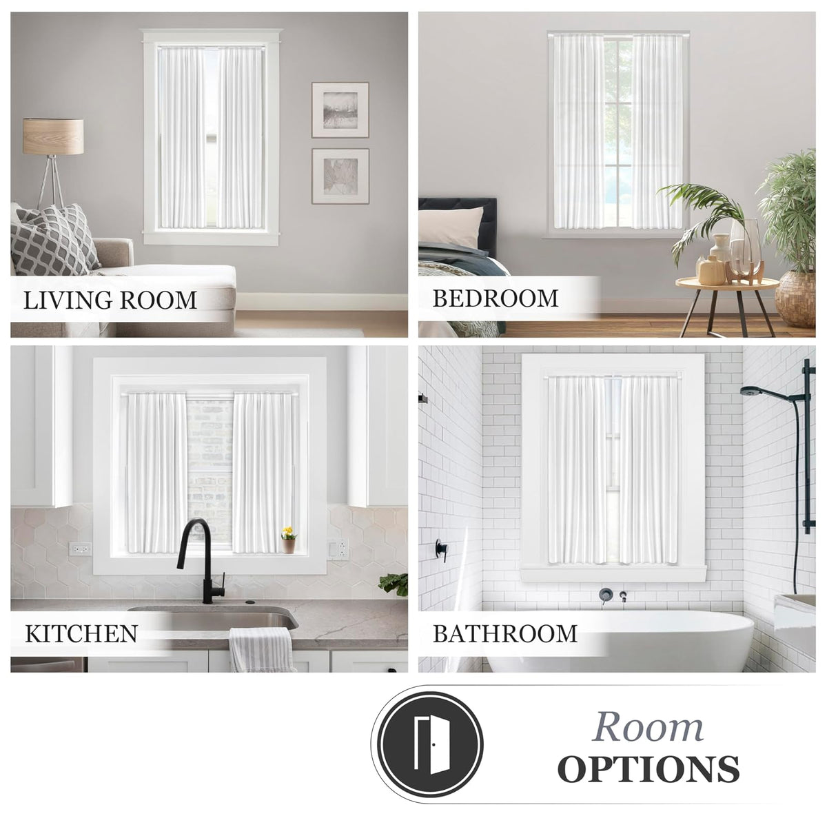Kenney Rogers Twist & Fit - Barra de cortina de tensión sin herramientas, varillas de tensión para ventanas de 48 a 84 pulgadas, barra de cortina extensible blanca, barra de cortina sin perforación,