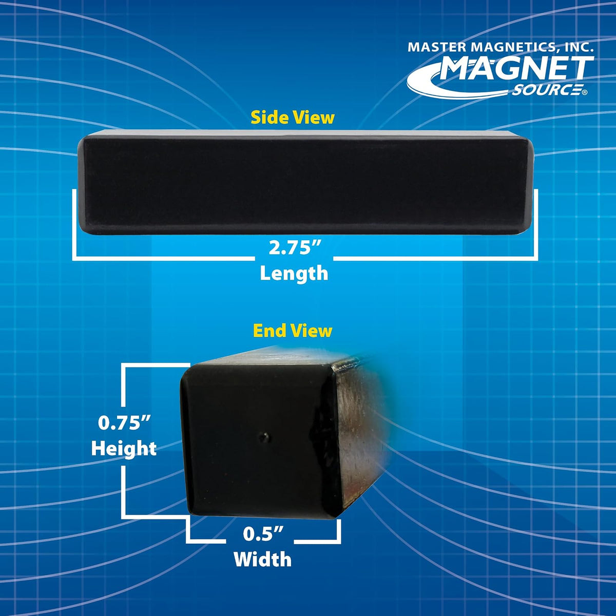 Master Magnetics Imán de Ferrita Vaca COW-SCM7CX4BX | Paquete de 4, 3 pulg largo, 0.67 pulg ancho, 0.65 pulg alto, recubrimiento polvo negro