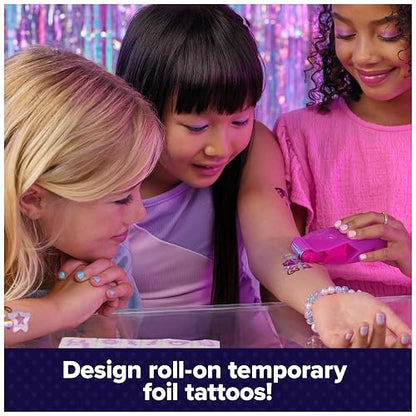 Cool MAKER Shimmer Me Body Art Rodillo, Gemas y 3 películas, 135 diseños de Tatuajes Metalizados temporales, Juguetes de Manualidades para niñas a Partir de 7 años