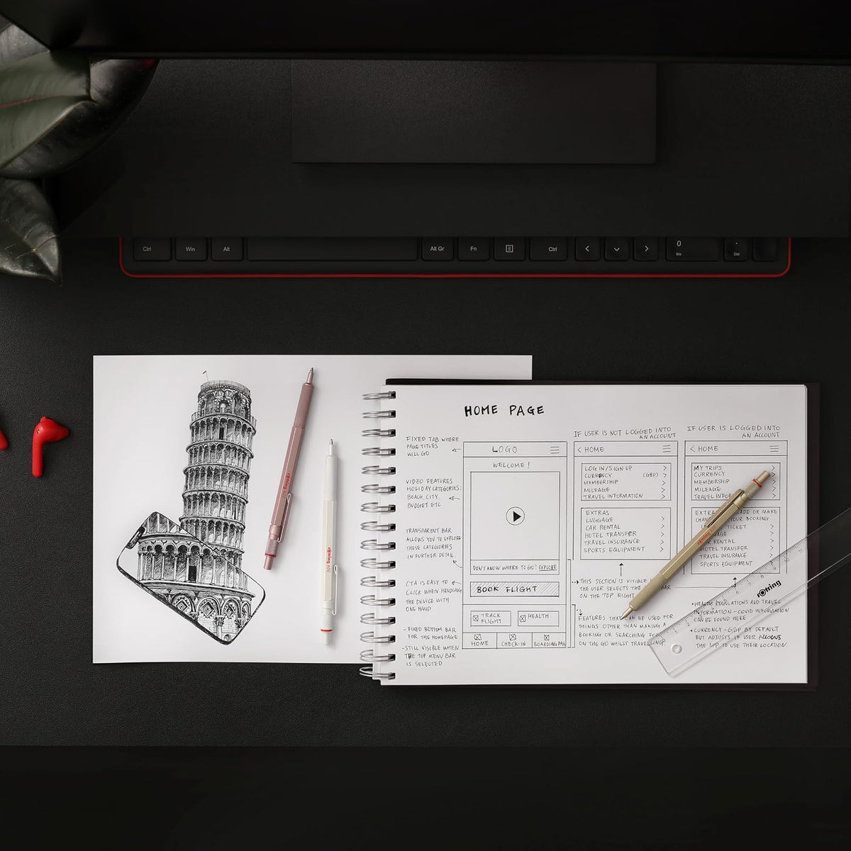 Rotring 600 bolígrafos metálicos de punta media, tinta negra, barril blanco perla recargable, 1 unidad