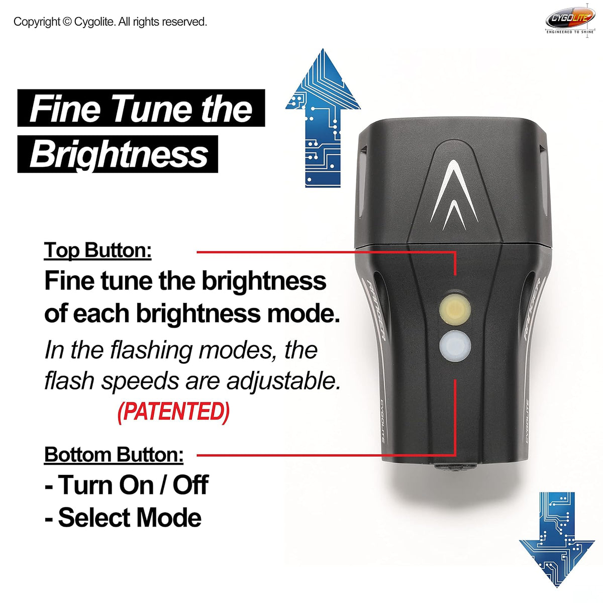 Cygolite Ranger 2000, 1800, 1500 Lumen Endurance Bike Lights - Ultra High Run Time, 9 Light Modes, Fine Tuneable , IP67 Waterproof, USB Rechargeable, Road & Mountain