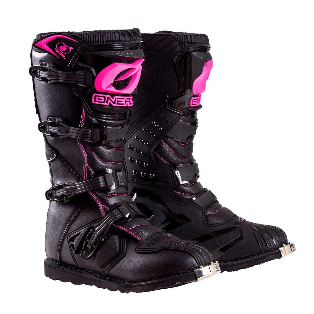 O'Neal Rider Botas para Mujer, Negro/Rosa, Talla 8, 0325-708