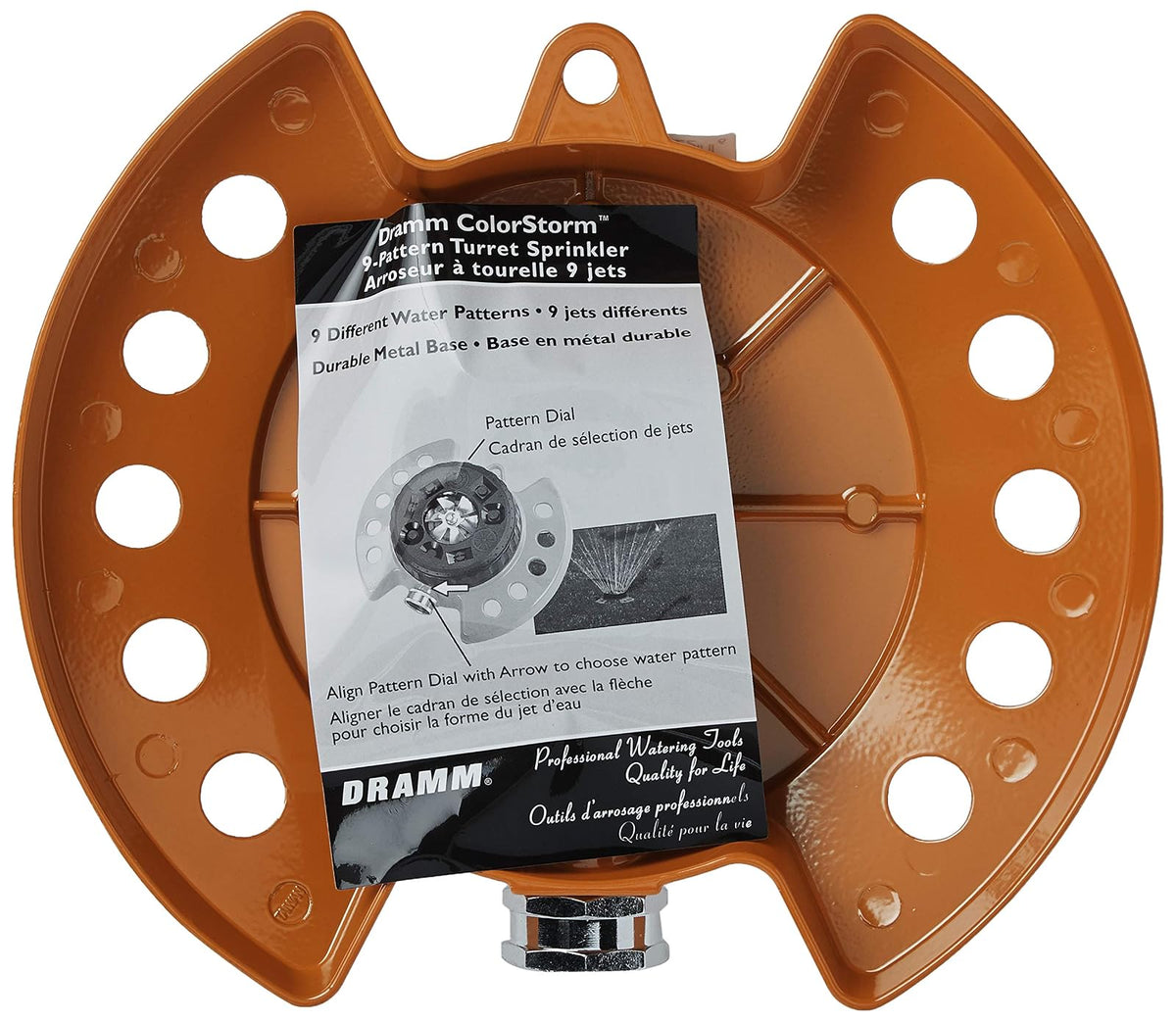 Dramm Available 15022 ColorStorm - Aspersor de torreta (9 patrones), color naranja