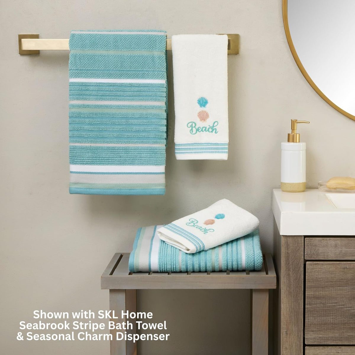 SKL Home Mar del Sur, Toallas de Mano, Set de 2, Blanco, Hand Towel Set, 1