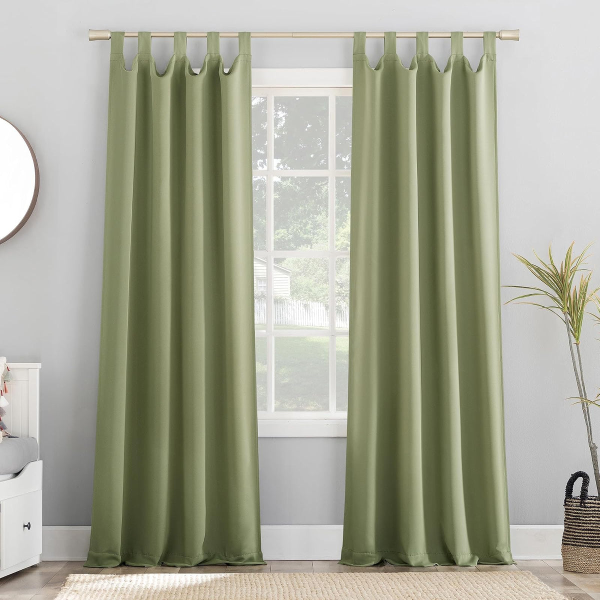 Sun Zero Panel de Cortina Blackout Easton, 40 x 95 in, Perla - Verde - 101.6An x 213.4Al cm (1 Paneles)