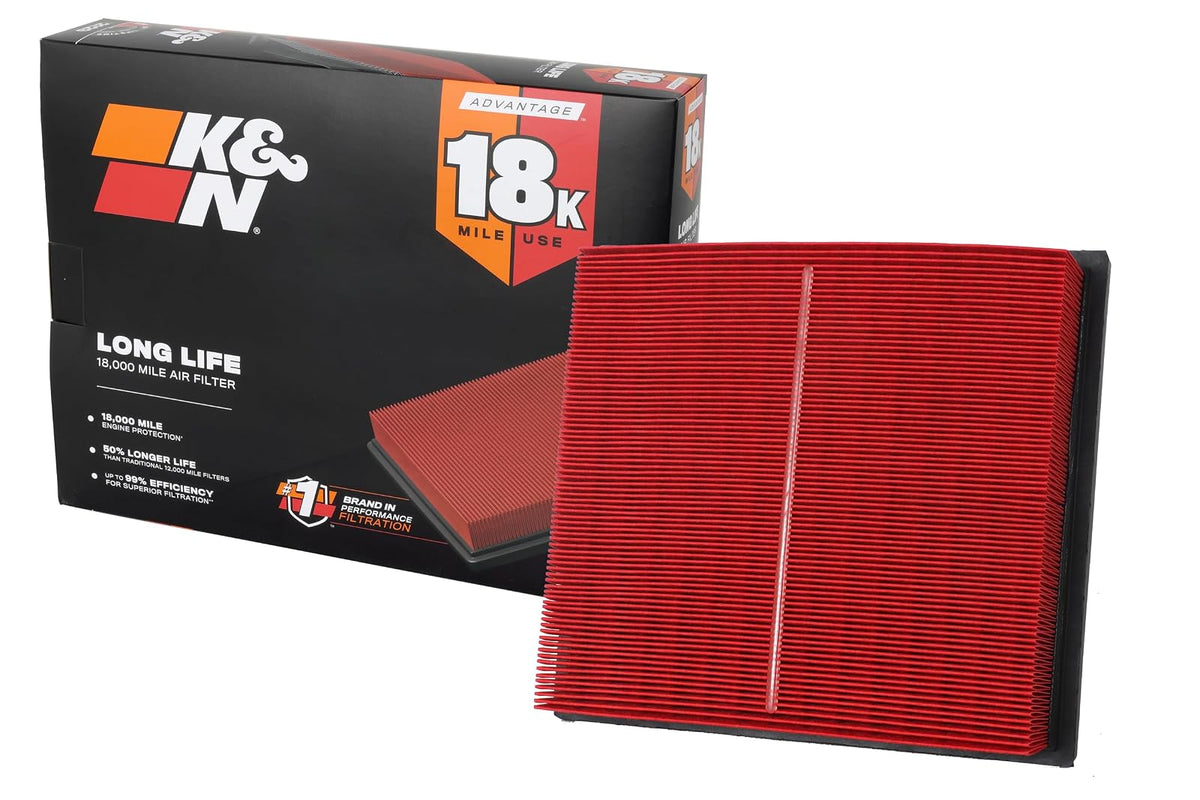 K&N KNA-2443 Filtro de Aire del Motor 18000 Millas Compatible con Toyota/Lexus/Mitsubishi Highlander/RAV4/Sienna/Camry/ES350/NX300/RX350 2010-2021, Rojo/Negro
