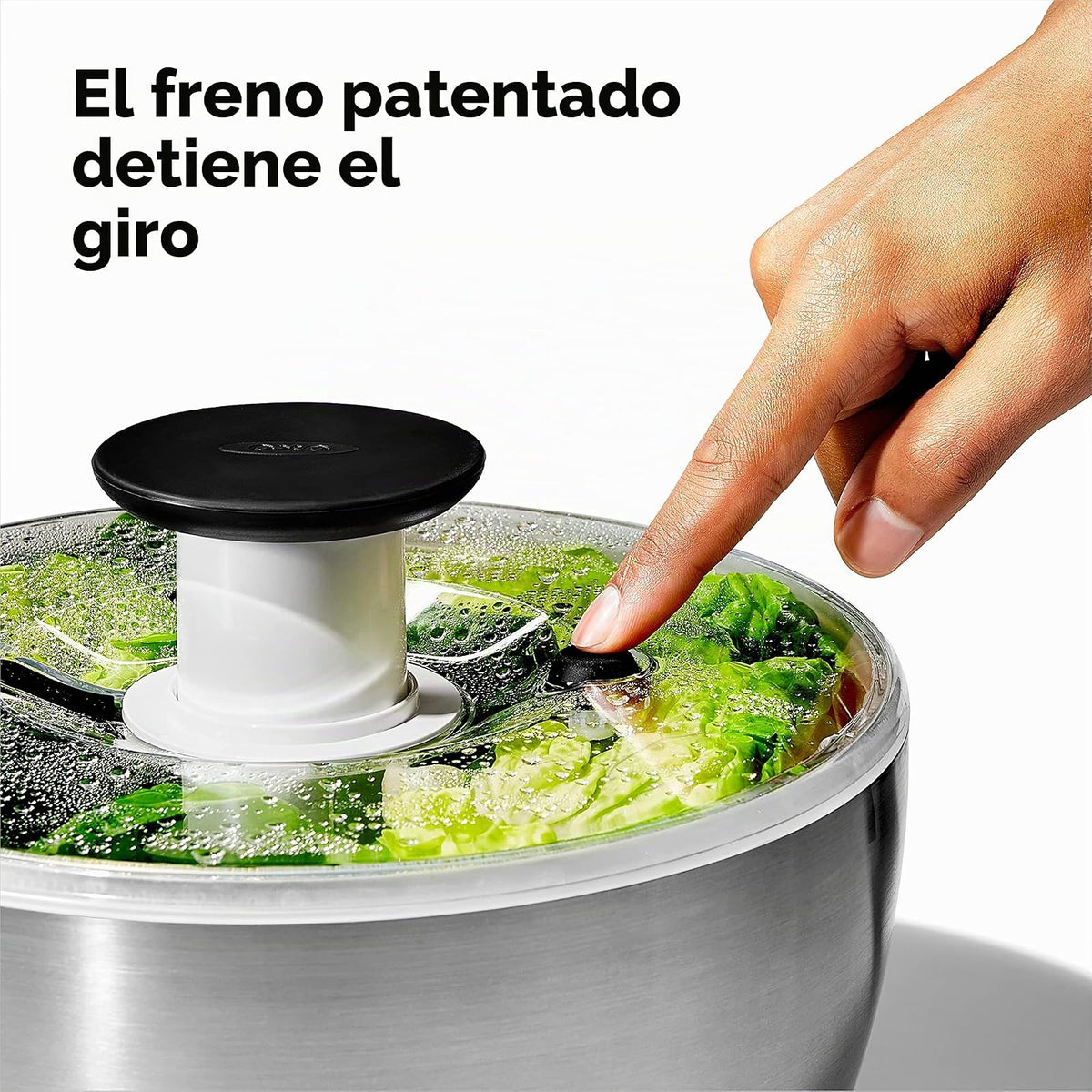 OXO 1071497 Centrifugador Ensalada Acero, 26.6 cm