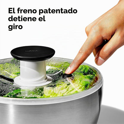 OXO 1071497 Centrifugador Ensalada Acero, 26.6 cm
