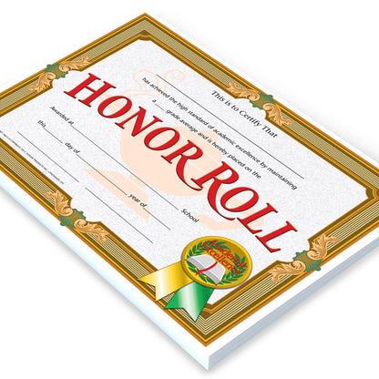 HAYES ESCHOOL PUBLISHING Honor Roll Certificate, 8-1/2 x 11 pulgadas, papel, paquete de 30, tinta azul, micro punta de 0,5 mm