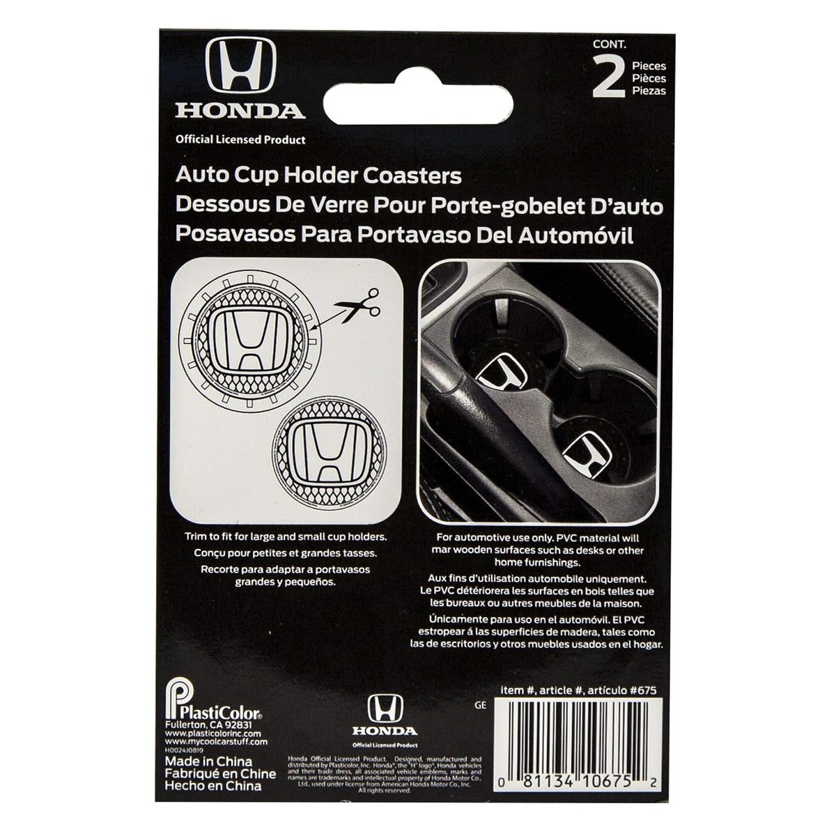 Plasticolor Posavasos de Plástico para Honda, Negro, 000675R01