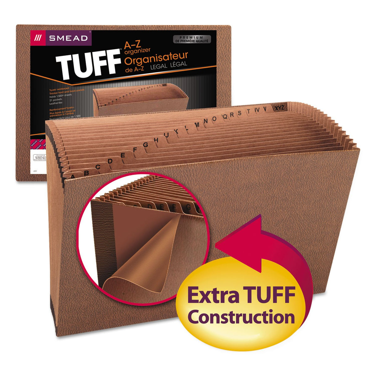 Smead Tuff Clasificadora, Índice A-Z, LEATHER-LIKE, Legal