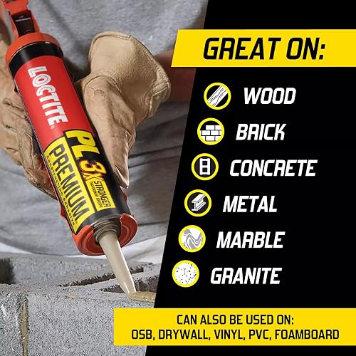 Loctite PL - calcomanía de construcción de poliuretano premium, pegamento versátil para madera, hormigón, piedra, metal y más, 10 onzas, cartucho, 1 paquete
