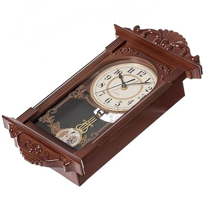 Clockswise QI004145.BN - Reloj de Pared con diseño de péndulo de plástico para Sala de Estar, Cocina o Comedor, Color marrón