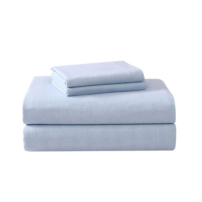 Laura Ashley - Juego de sábanas King, Ropa de Cama de Franela de algodón, Cepillado para Mayor suavidad y Comodidad (Azul Sereno, King)