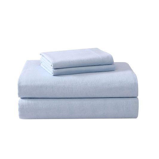 Laura Ashley - Juego de sábanas King, Ropa de Cama de Franela de algodón, Cepillado para Mayor suavidad y Comodidad (Azul Sereno, King)